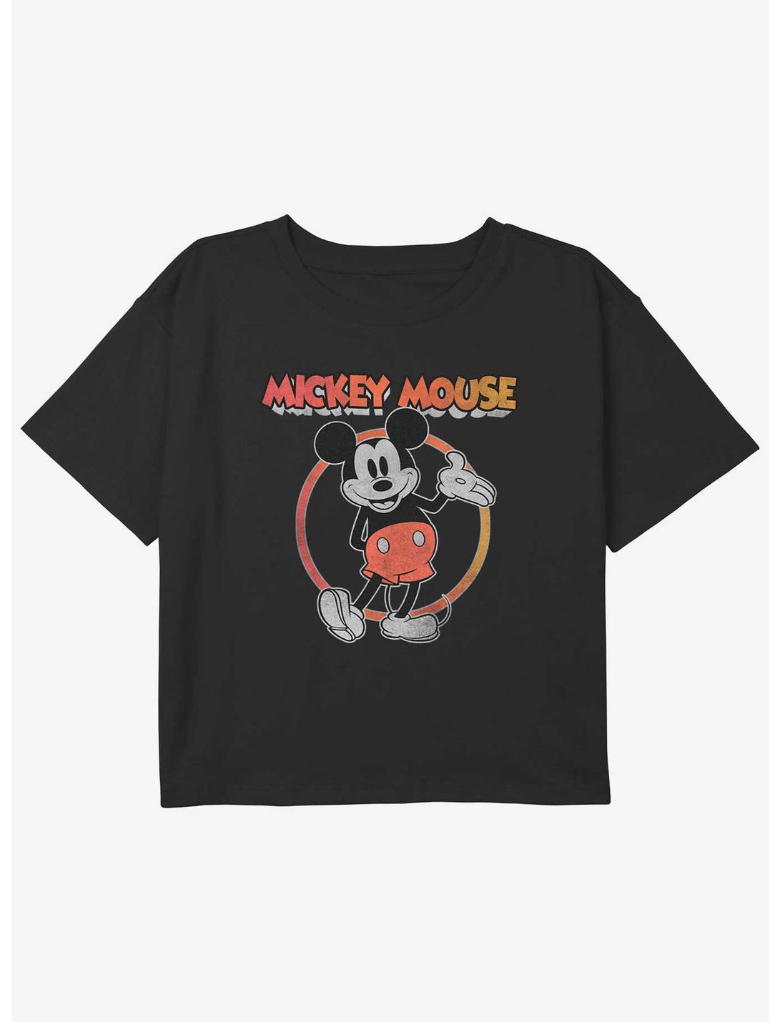 Disney Mickey Mouse Mickey 1995 Girls Youth Crop T-Shirt, BLACK, hi-res