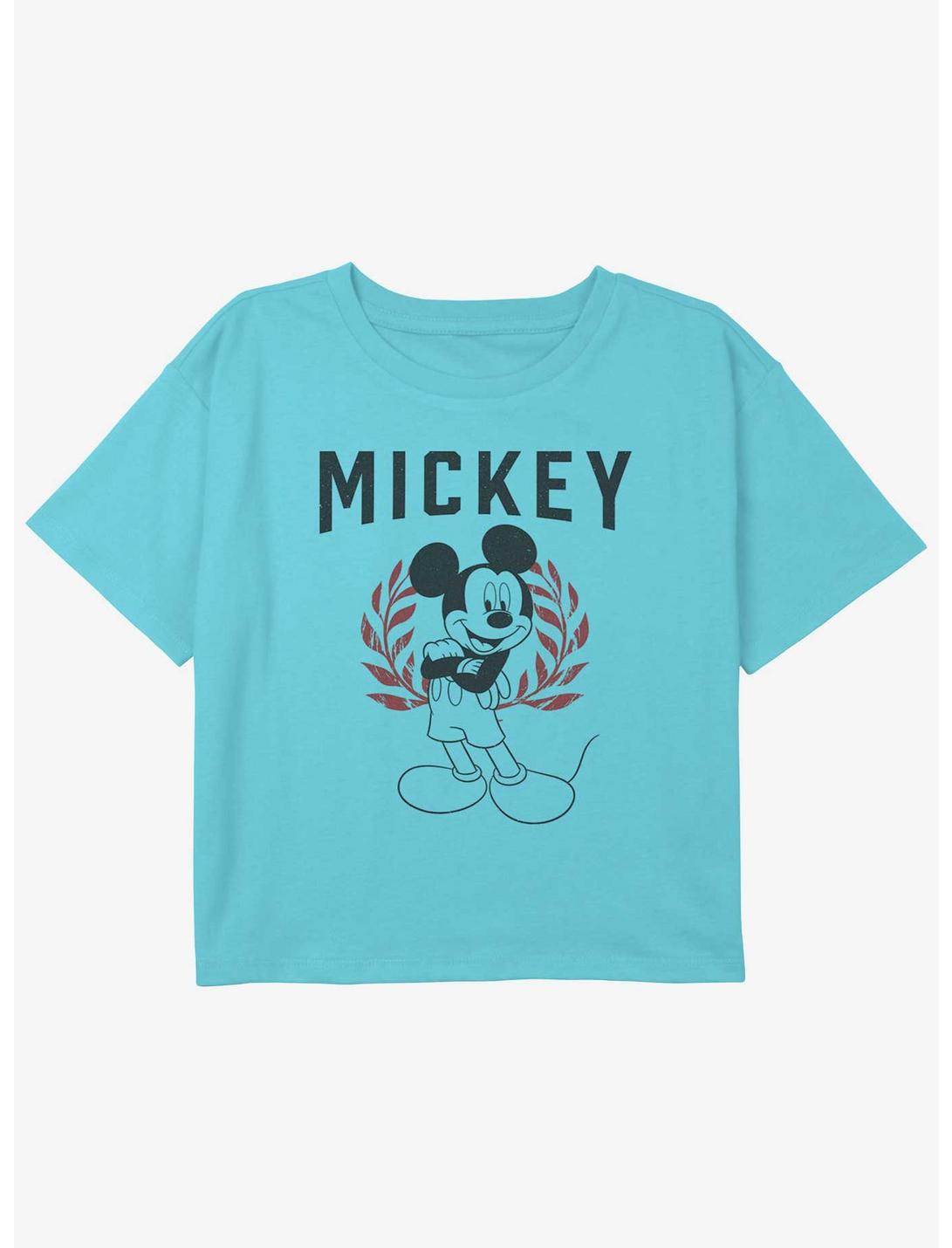 Disney Mickey Mouse Mickey Collegiate Girls Youth Crop T-Shirt, BLUE, hi-res