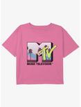 MTV Spring Break Logo Girls Youth Crop T-Shirt, PINK, hi-res