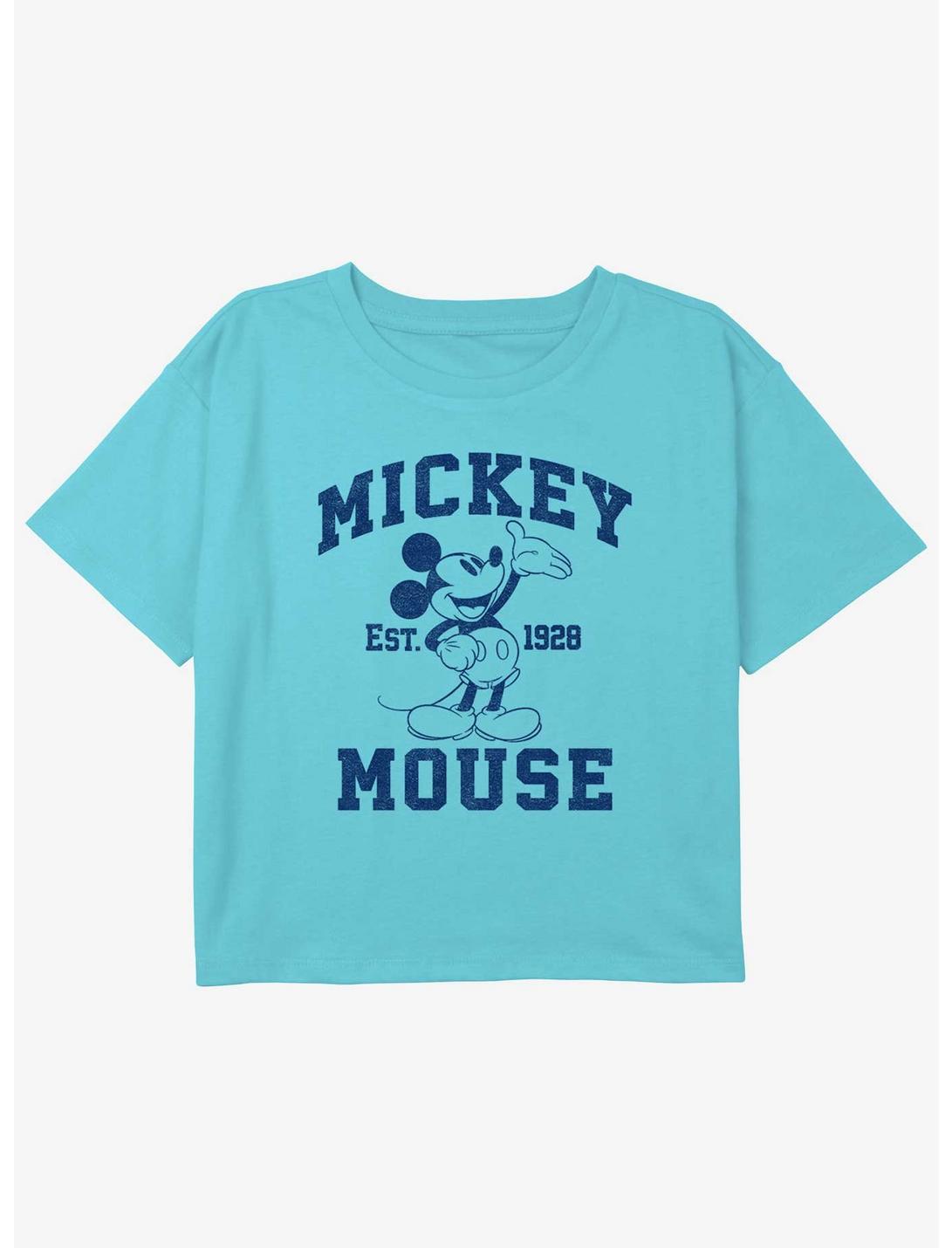Disney Mickey Mouse Since 1928 Girls Youth Crop T-Shirt, BLUE, hi-res