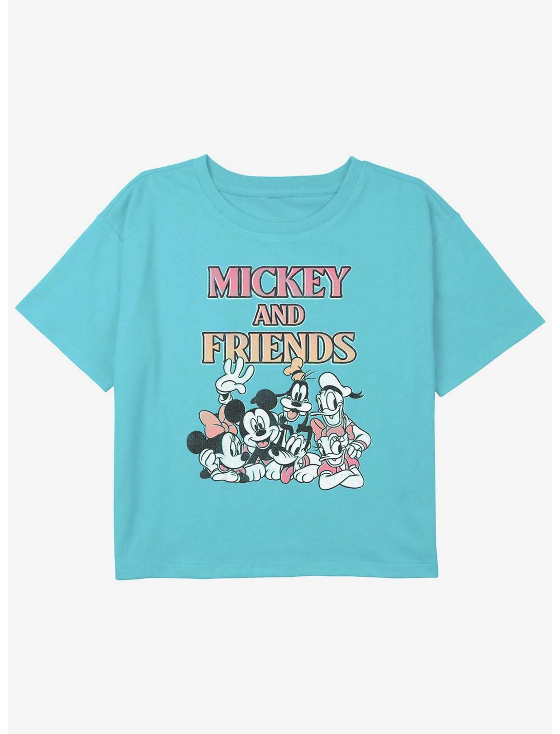 Disney Mickey Mouse Gradient Group Girls Youth Crop T-Shirt, BLUE, hi-res