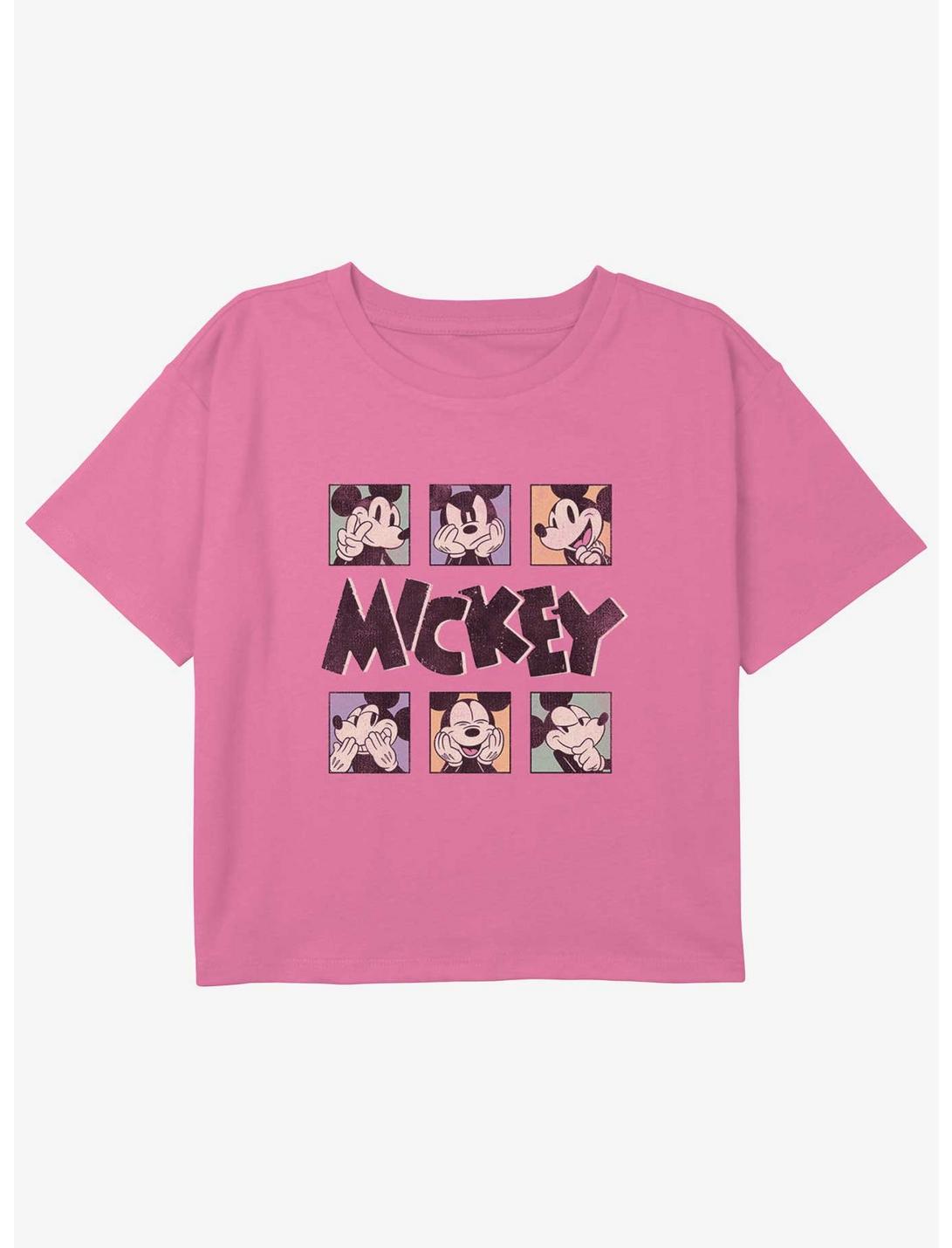Disney Mickey Mouse Mickey Faces Girls Youth Crop T-Shirt, PINK, hi-res