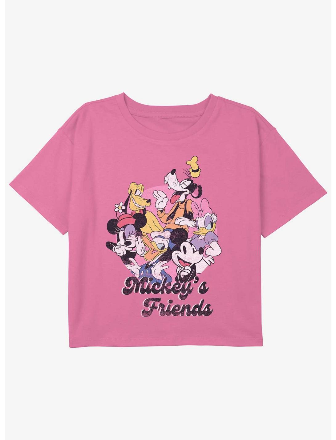 Disney Mickey Mouse Mickey Friends Group Girls Youth Crop T-Shirt, PINK, hi-res