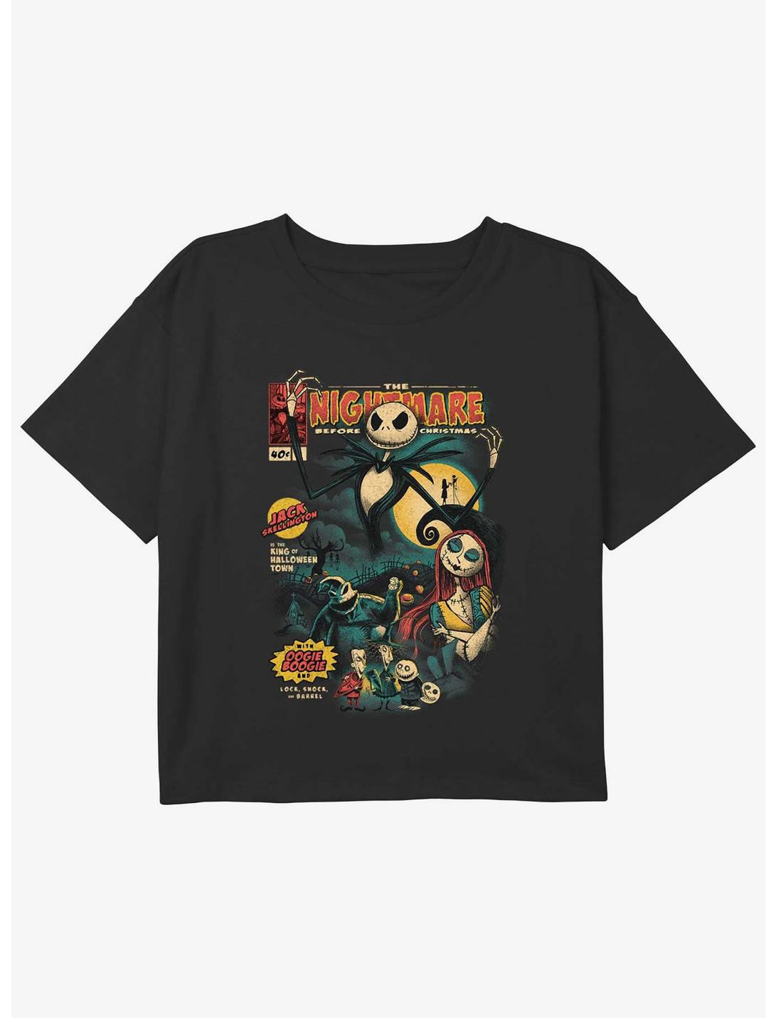 Disney The Nightmare Before Christmas Comic Cover Girls Youth Crop T-Shirt, BLACK, hi-res