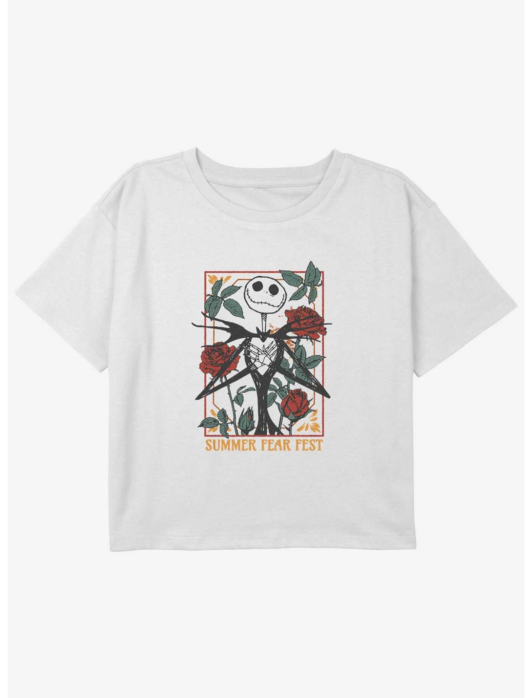 Disney The Nightmare Before Christmas Jack In The Box Girls Youth Crop T-Shirt, WHITE, hi-res