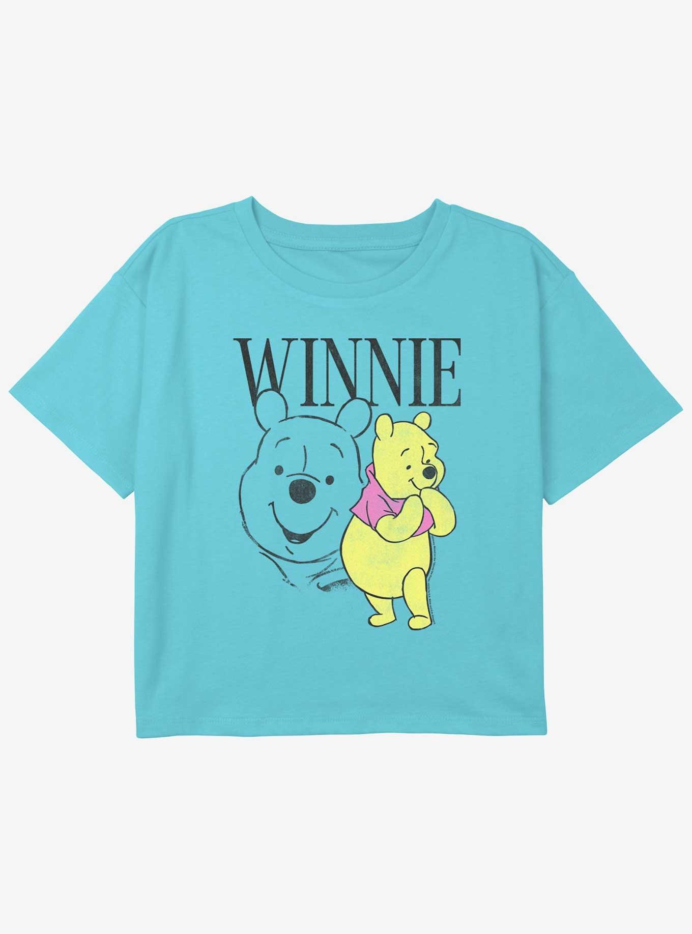 Disney Winnie The Pooh Winnie Pose Girls Youth Crop T-Shirt, BLUE, hi-res