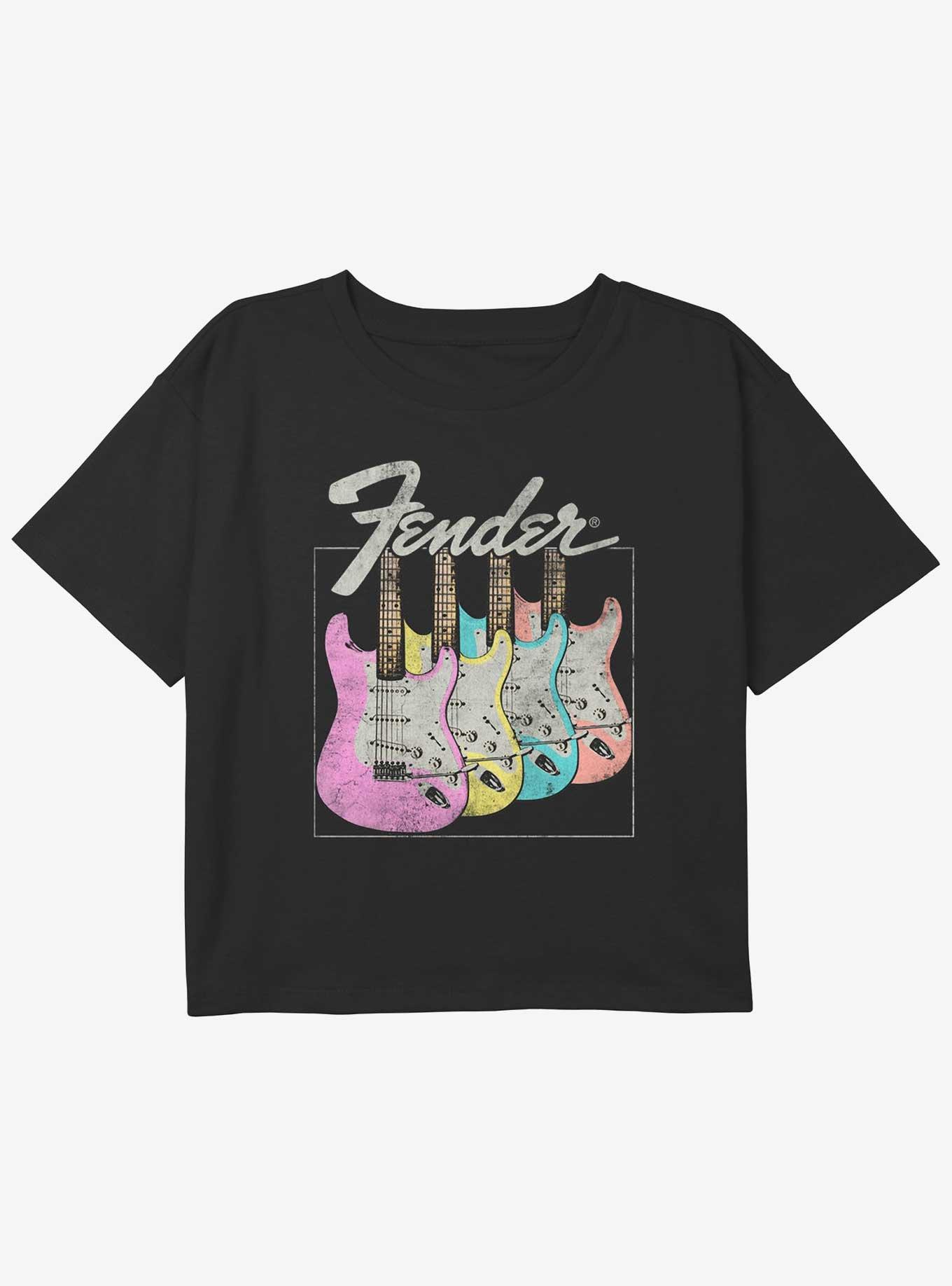 Fender Pop Guitars Girls Youth Crop T-Shirt, BLACK, hi-res