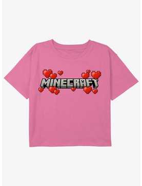Minecraft Logo Hearts Girls Youth Crop T-Shirt, , hi-res