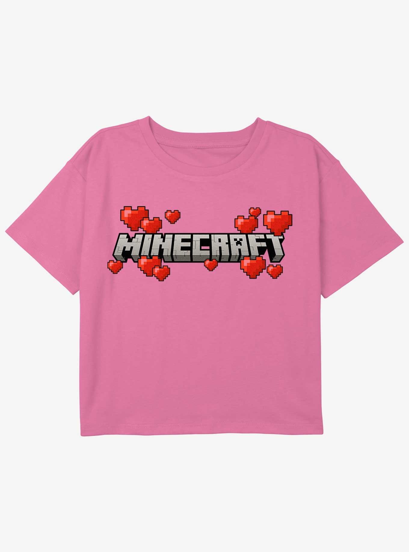 Minecraft Logo Hearts Girls Youth Crop T-Shirt, , hi-res