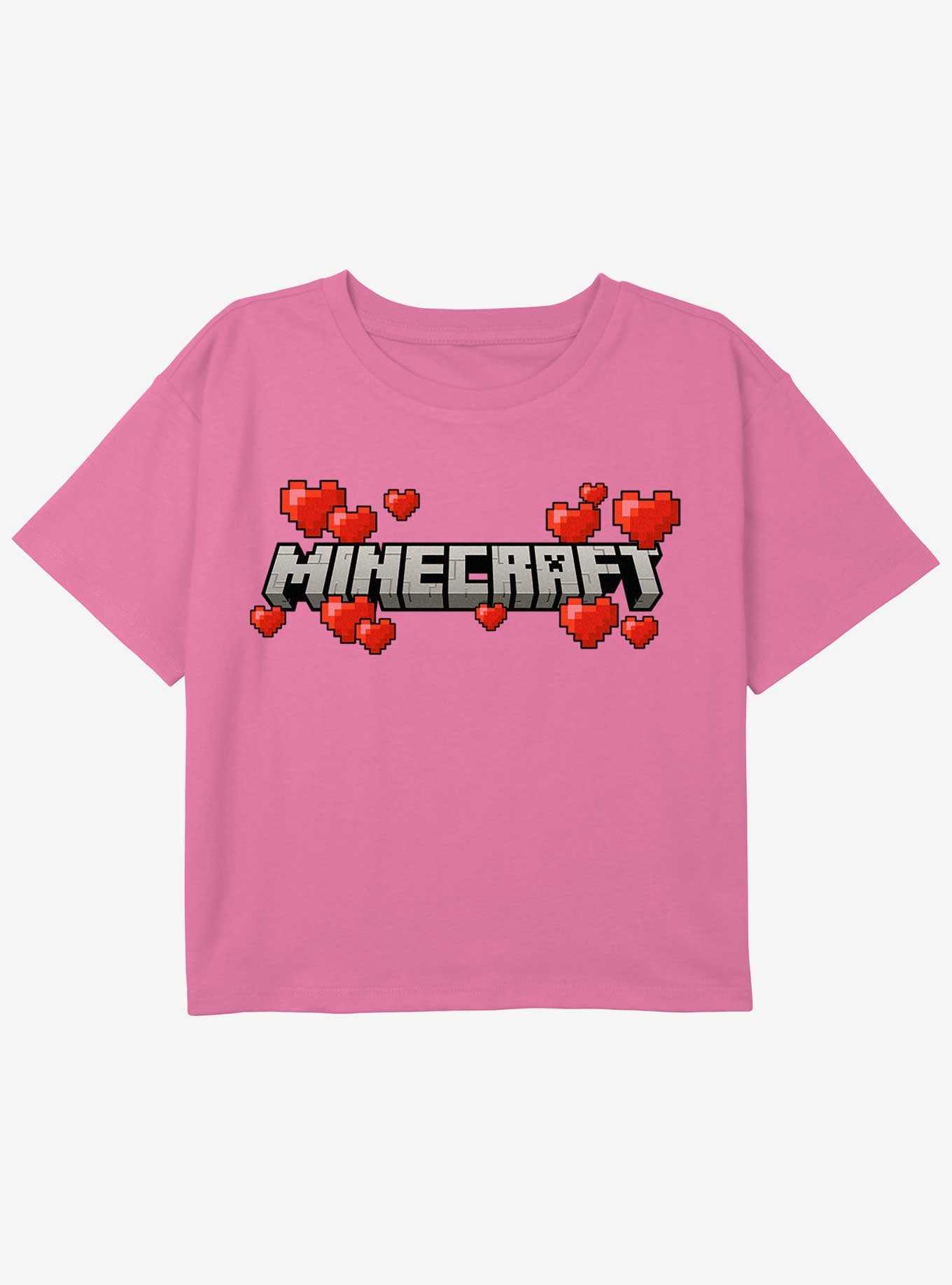 Minecraft Logo Hearts Girls Youth Crop T-Shirt, , hi-res