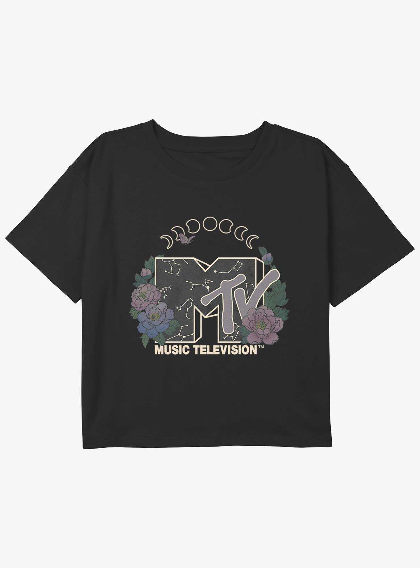 MTV Celestial Floral Girls Youth Crop T-Shirt, , hi-res