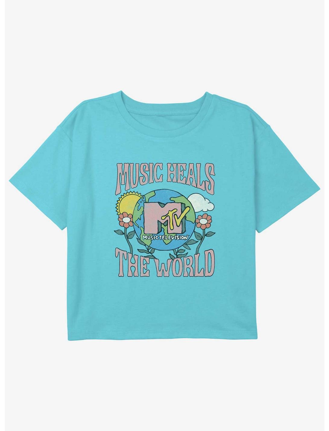 MTV Music Heals Girls Youth Crop T-Shirt, BLUE, hi-res