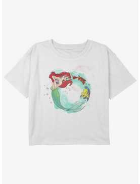 Disney The Little Mermaid Ariel Sebastian and Flounder Girls Youth Crop T-Shirt, , hi-res