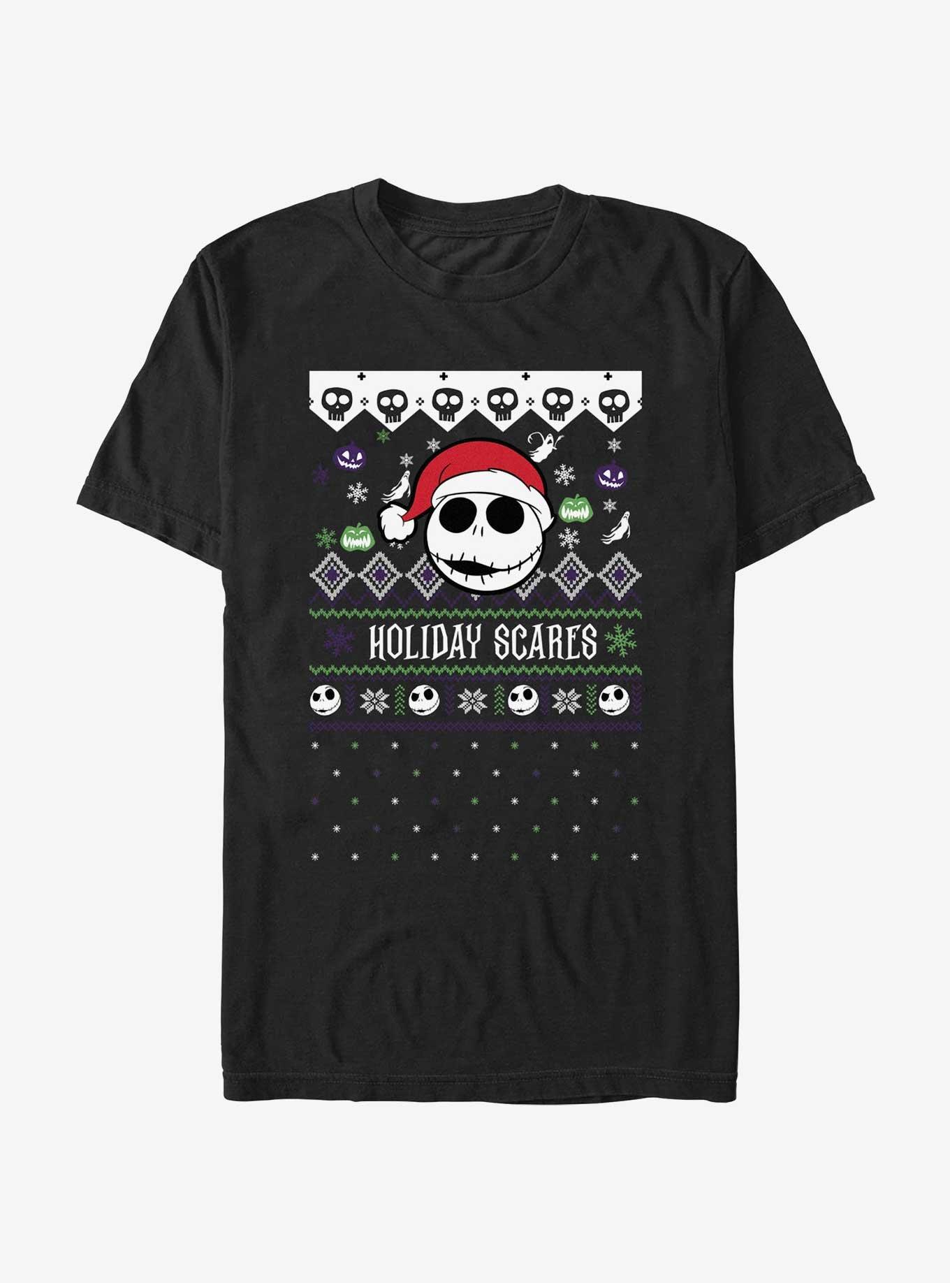 Disney The Nightmare Before Christmas Ugly Holiday Jack Snowfall T-Shirt, BLACK, hi-res