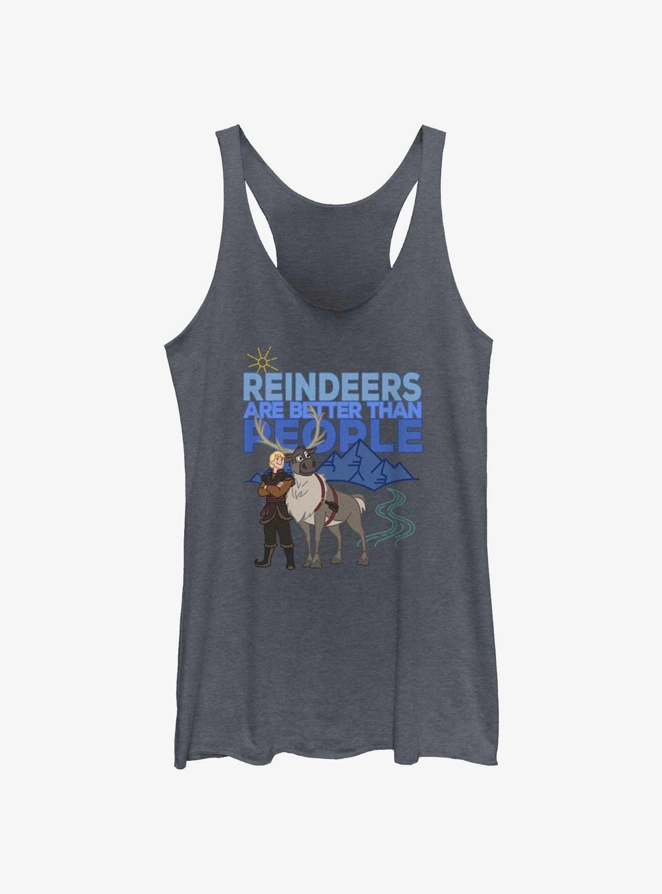 Disney Frozen Reindeers Are Better Than People Girls Tank, NAVY HTR, hi-res