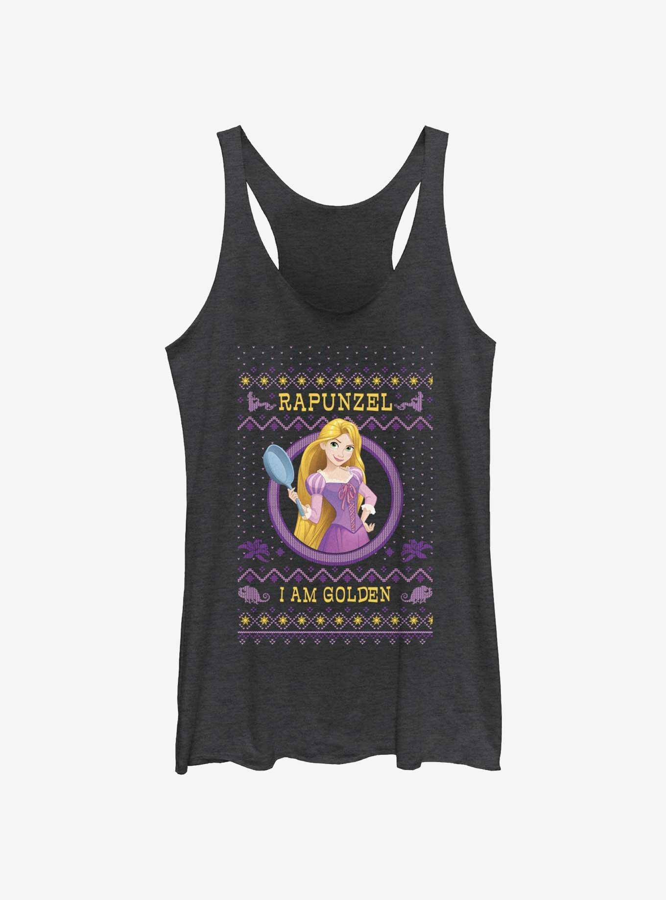 Disney Tangled Rapunzel Ugly Holiday Girls Tank, BLK HTR, hi-res