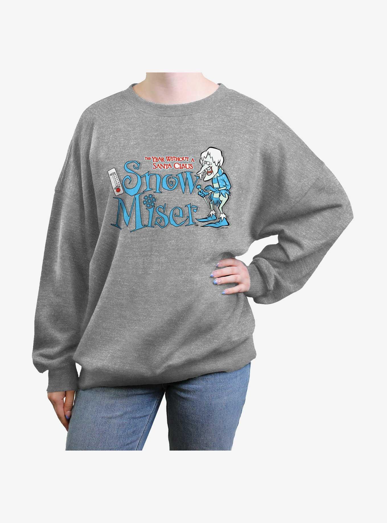 The Year Without a Santa Claus Snow Miser Badge Womens Oversized Sweatshirt, HEATHER GR, hi-res