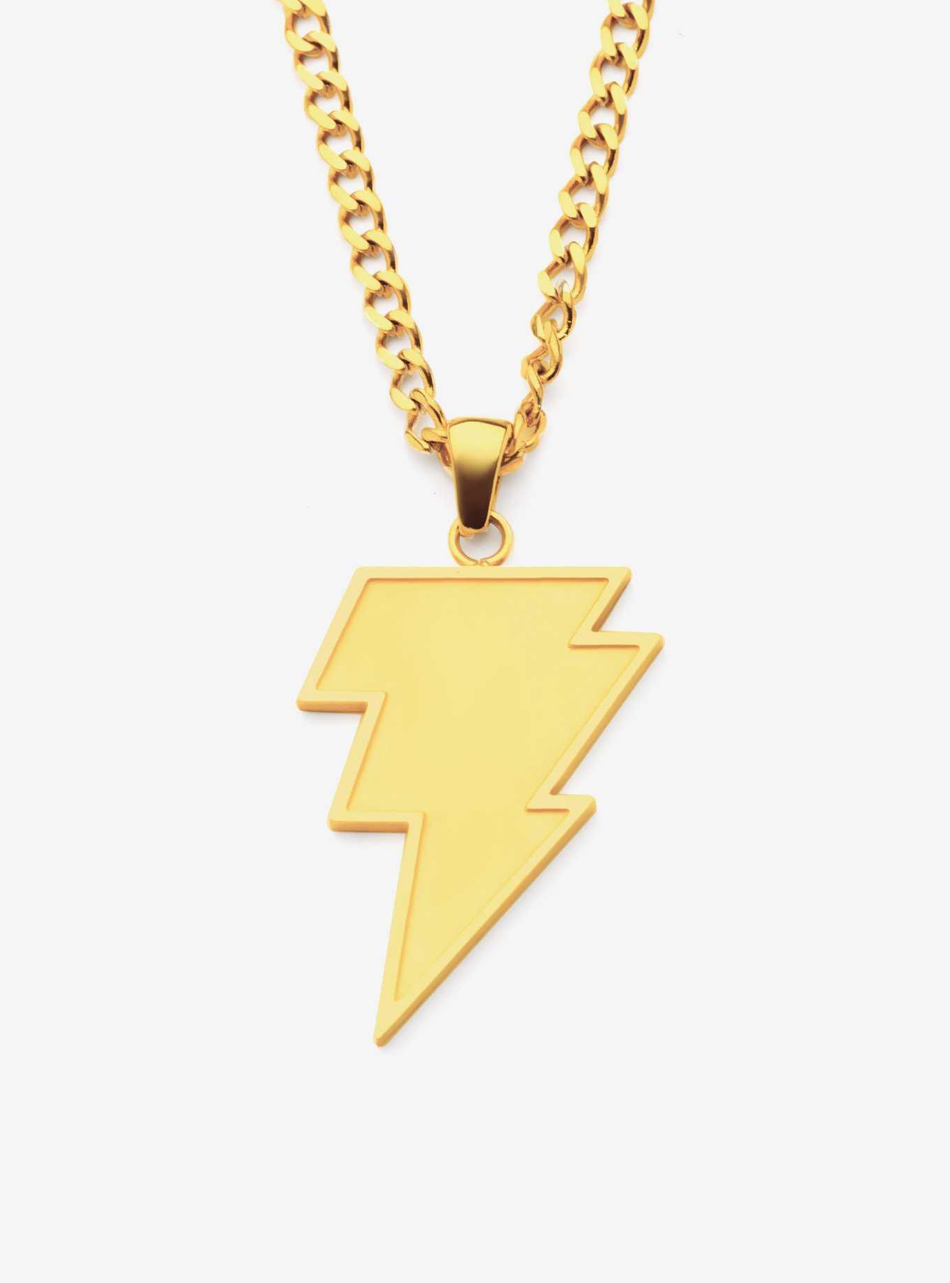 DC Comics Black Adam Gold Plated Lightning Necklace, , hi-res