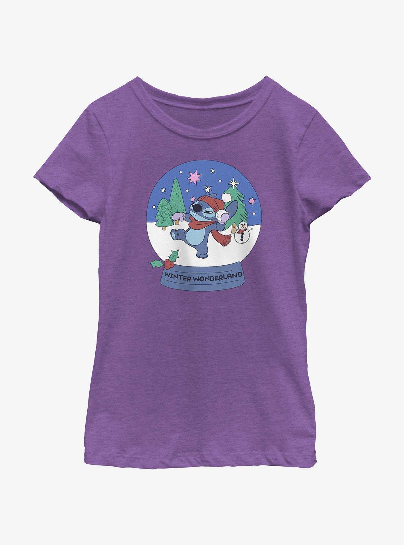 Disney Lilo & Stitch Winter Wonderland Snowglobe Youth Girls T-Shirt, , hi-res