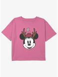 Disney Minnie Mouse Minnie Antlers Youth Girls Crop T-Shirt, PINK, hi-res