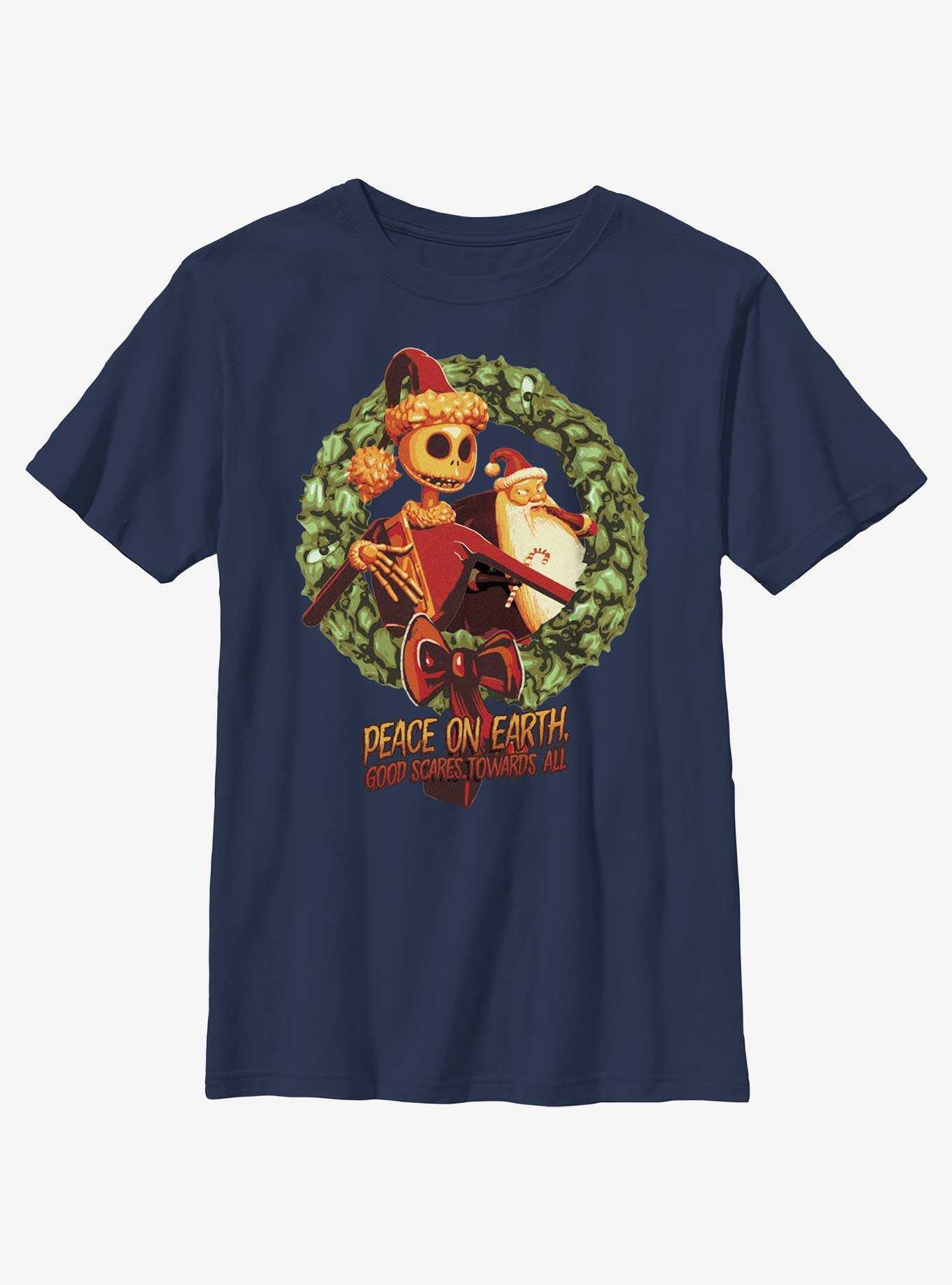 Disney Nightmare Before Christmas Peace On Earth Wreath Youth T-Shirt, , hi-res