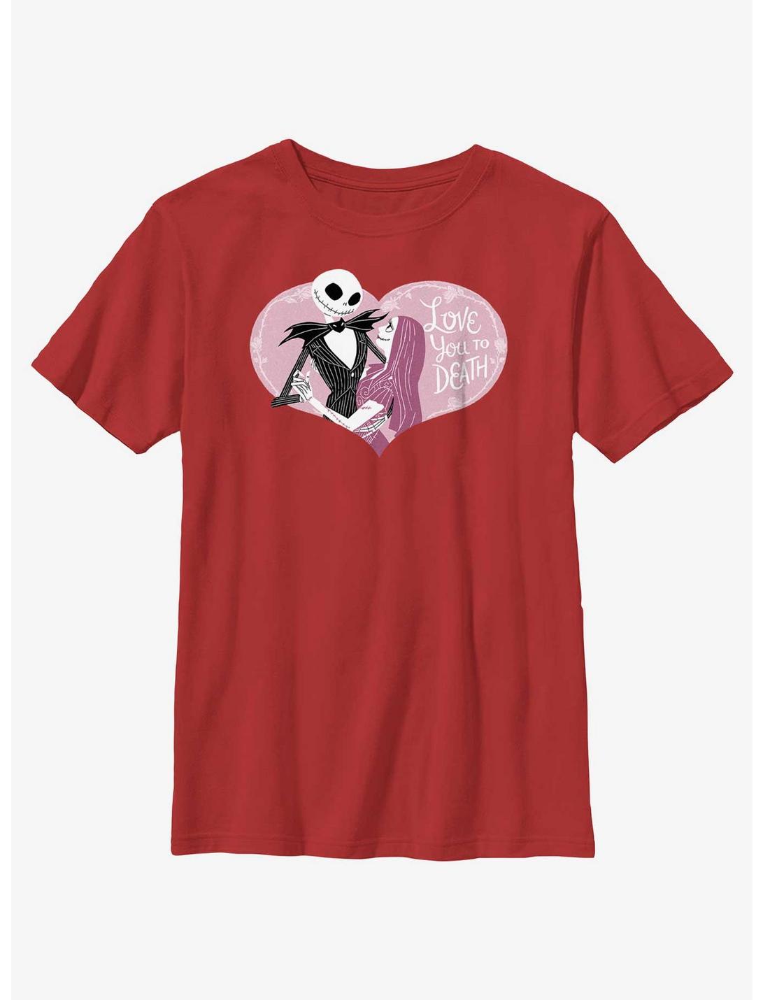 Disney Nightmare Before Christmas Love You To Death Youth T-Shirt, RED, hi-res
