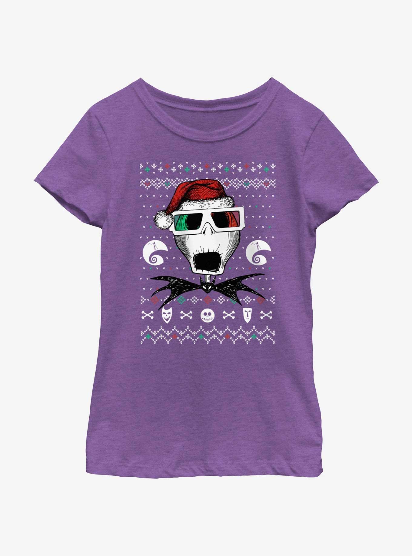 Disney Nightmare Before Christmas Ugly Holiday Jack Holiday Vision Youth Girls T-Shirt, , hi-res