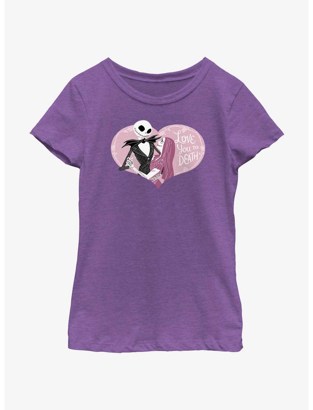 Disney Nightmare Before Christmas Love You To Death Youth Girls T-Shirt, PURPLE BERRY, hi-res