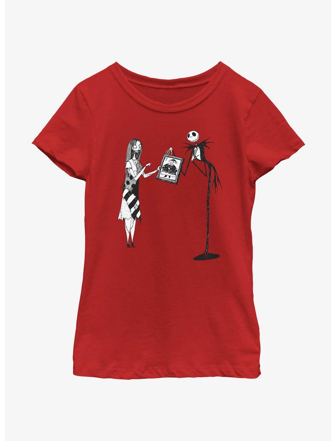 Disney Nightmare Before Christmas Sally & Jack Sandy Claws Youth Girls T-Shirt, RED, hi-res