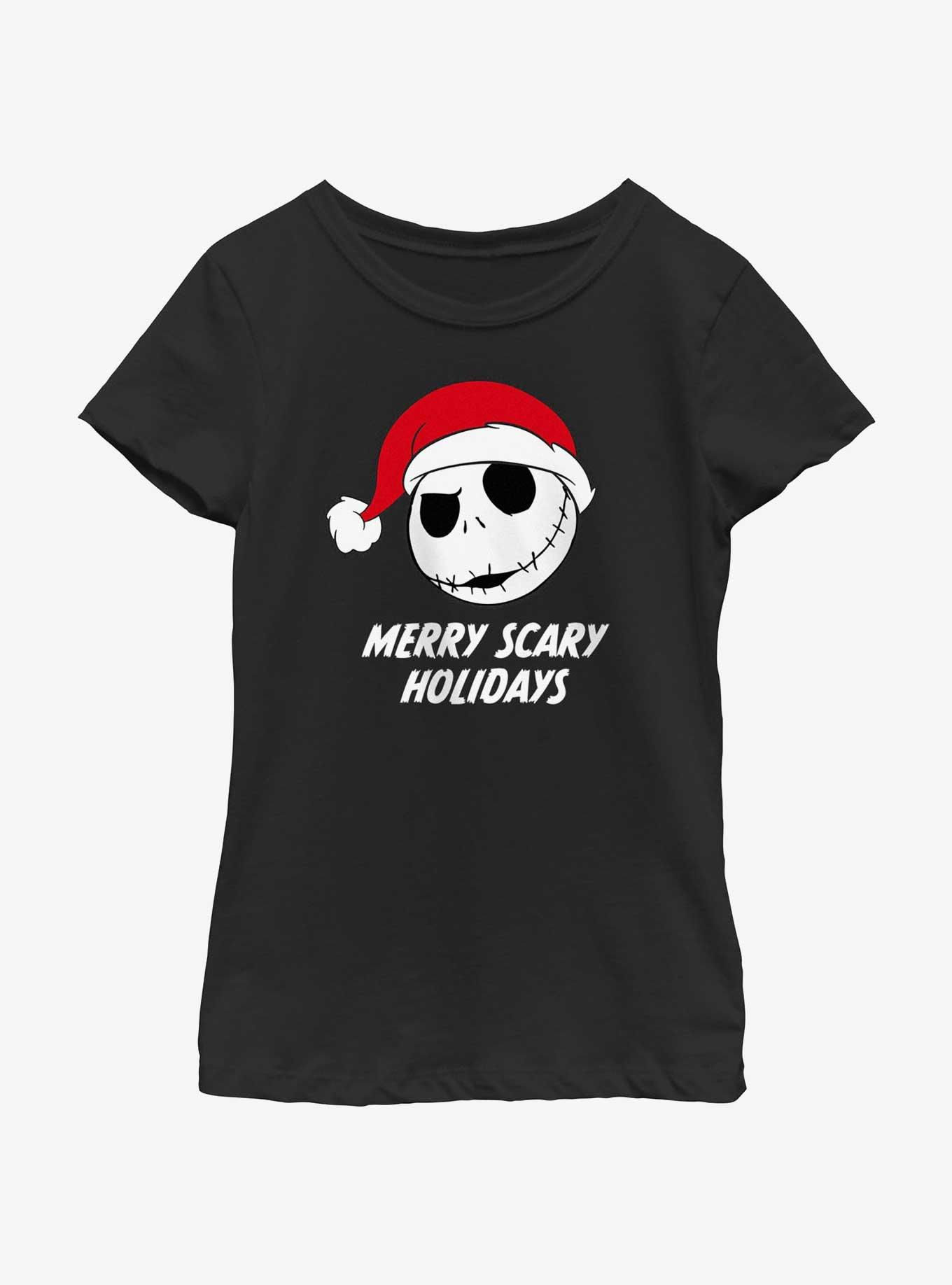 Disney Nightmare Before Christmas Merry Scary Holidays Youth Girls T-Shirt, , hi-res