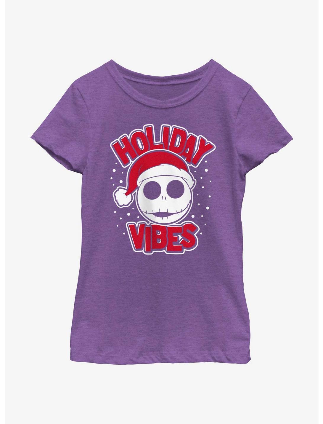 Disney Nightmare Before Christmas Holiday Vibes Jack Youth Girls T-Shirt, PURPLE BERRY, hi-res