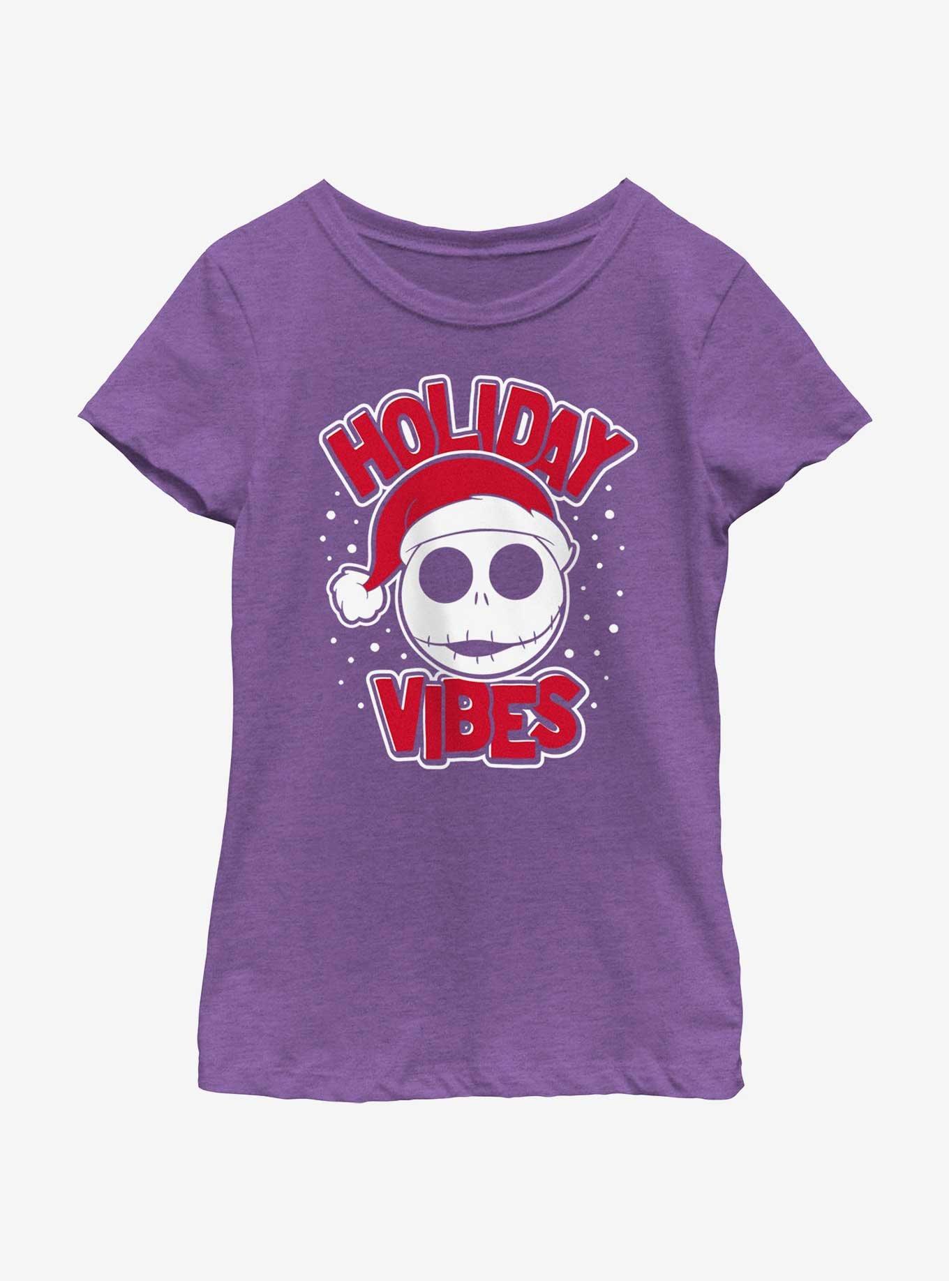 Disney Nightmare Before Christmas Holiday Vibes Jack Youth Girls T-Shirt, , hi-res