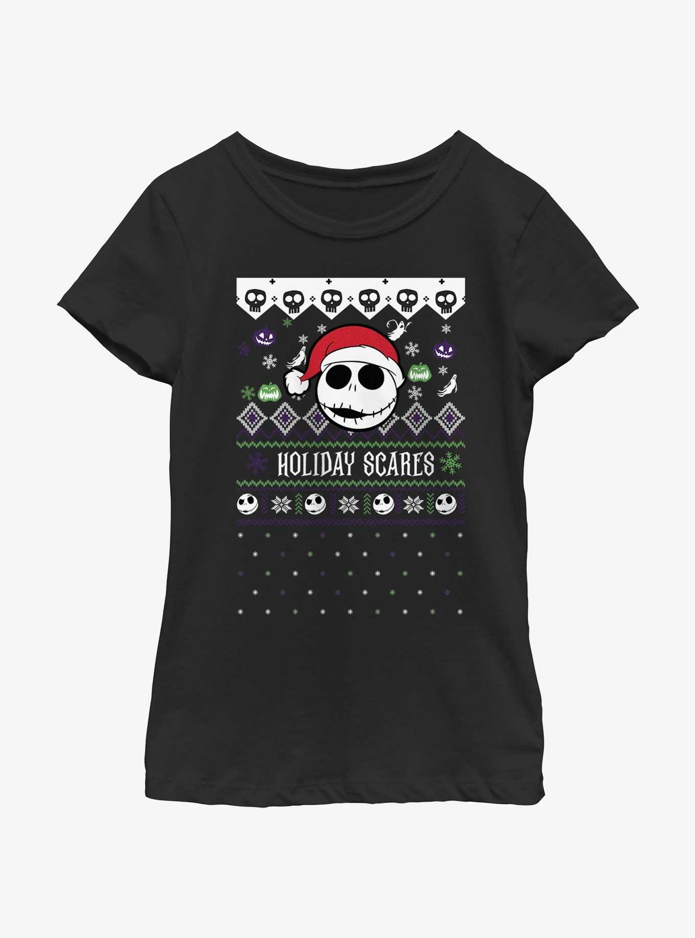 Disney Nightmare Before Christmas Ugly Holiday Jack Snowfall Youth Girls T-Shirt, , hi-res