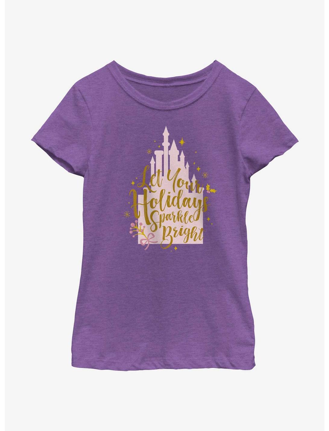 Disney Princesses Holidays Sparkle Bright Youth Girls T-Shirt, PURPLE BERRY, hi-res
