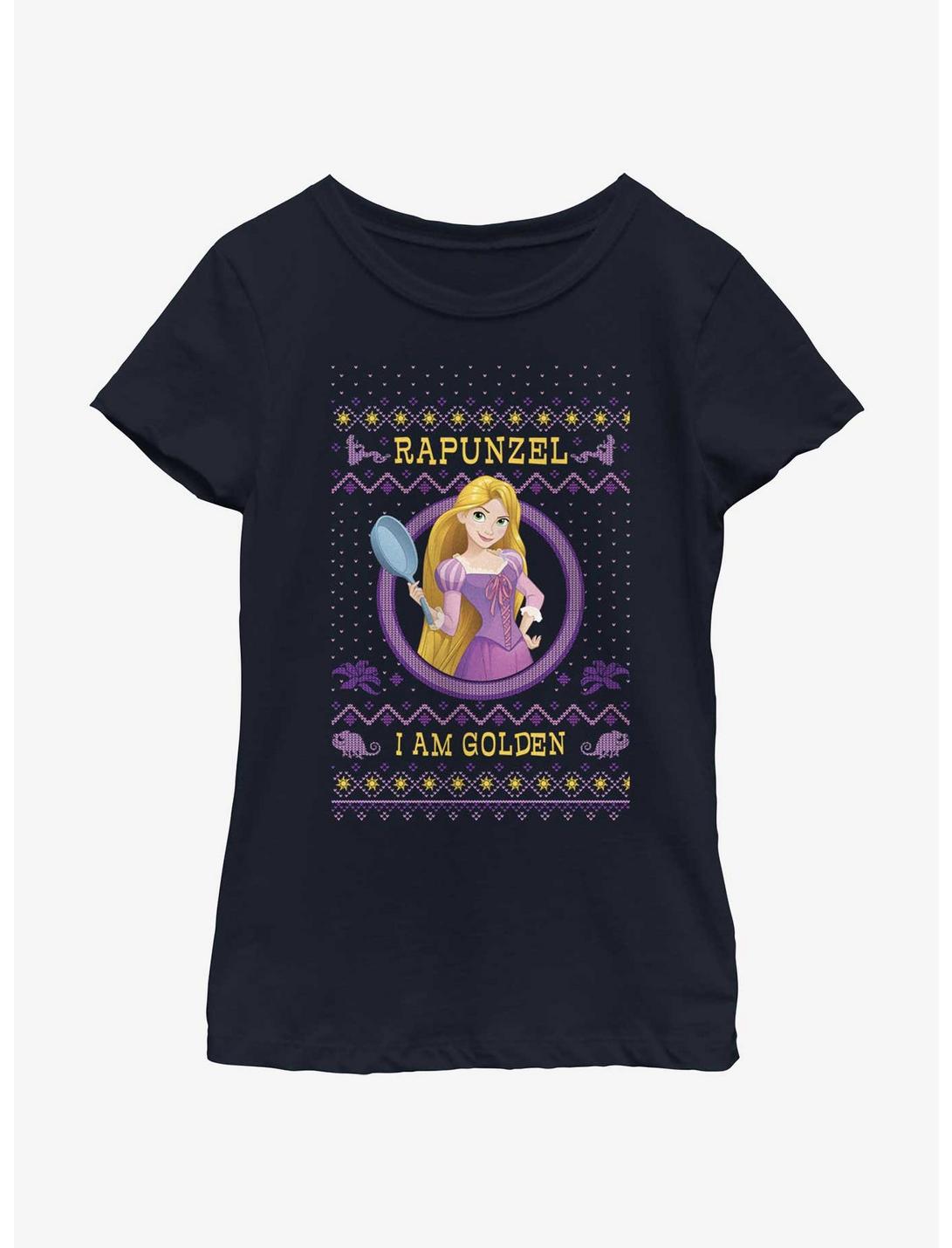 Disney Princesses Rapunzel Ugly Holiday Youth Girls T-Shirt, NAVY, hi-res