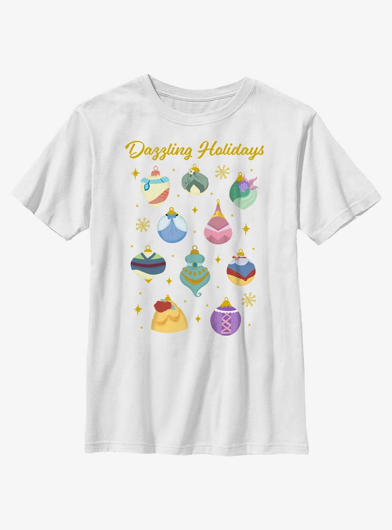 Disney Princesses Dazzling Holiday Ornaments Youth T-Shirt, , hi-res