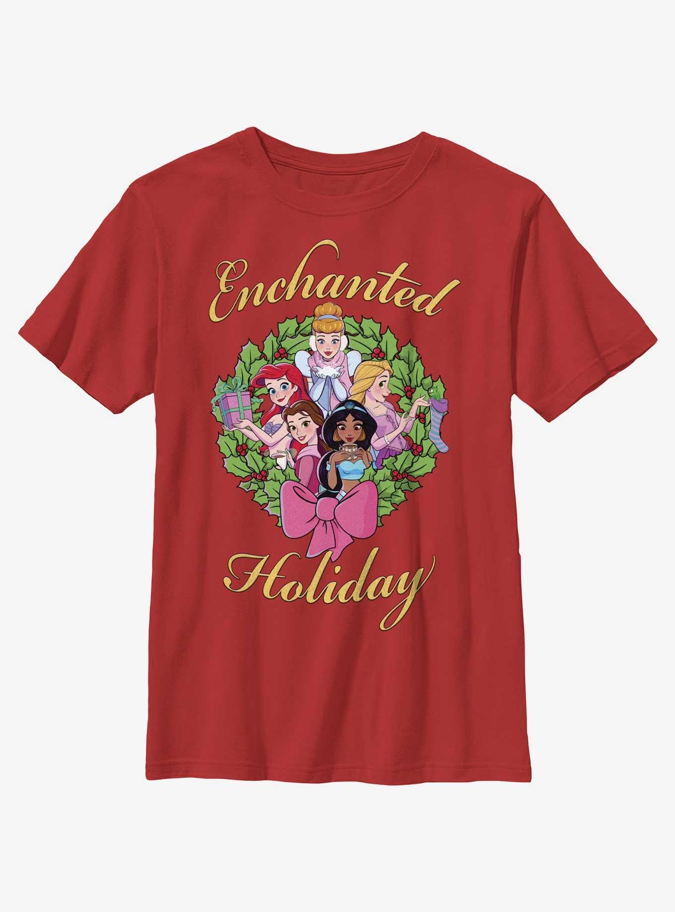 Disney Princesses Enchanted Holiday Youth T-Shirt, RED, hi-res