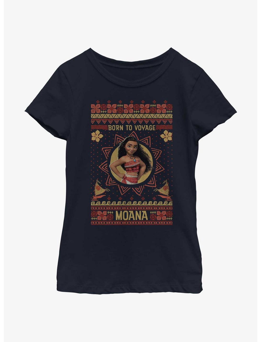Disney Moana Ugly Holiday Youth Girls T-Shirt, NAVY, hi-res
