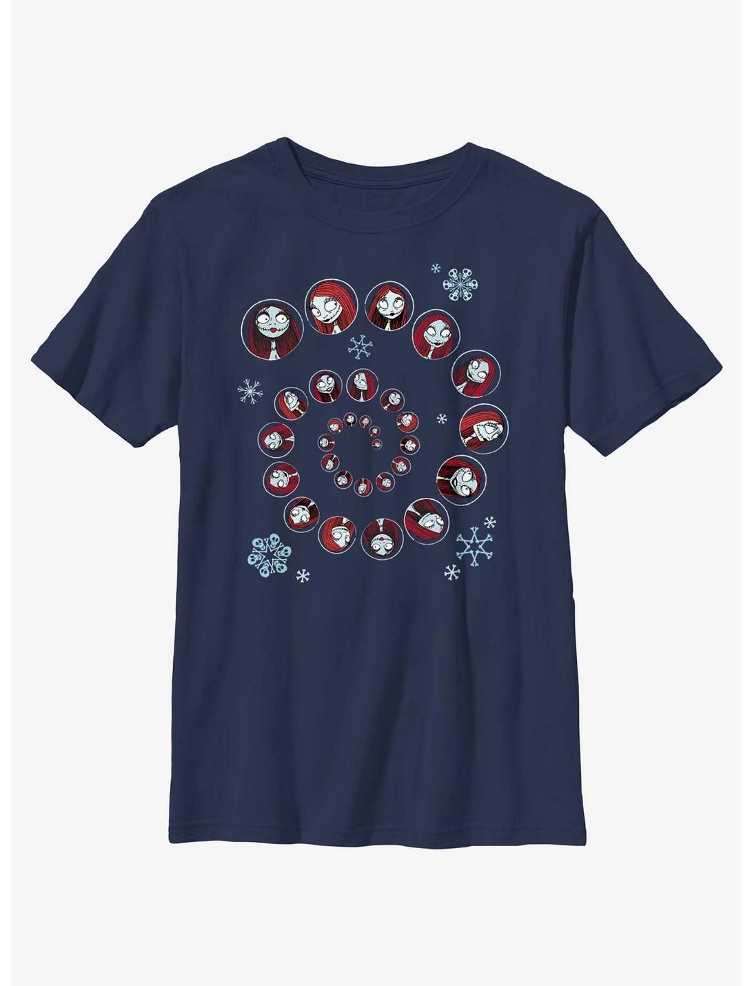 Disney Nightmare Before Christmas Sally Winter Swirl Youth T-Shirt, NAVY, hi-res