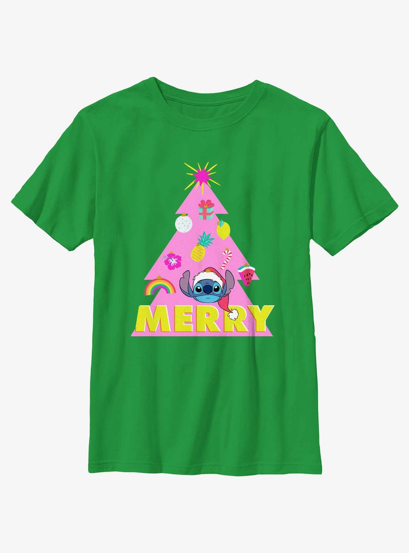 Disney Lilo & Stitch Merry Christmas Tree Youth T-Shirt, , hi-res