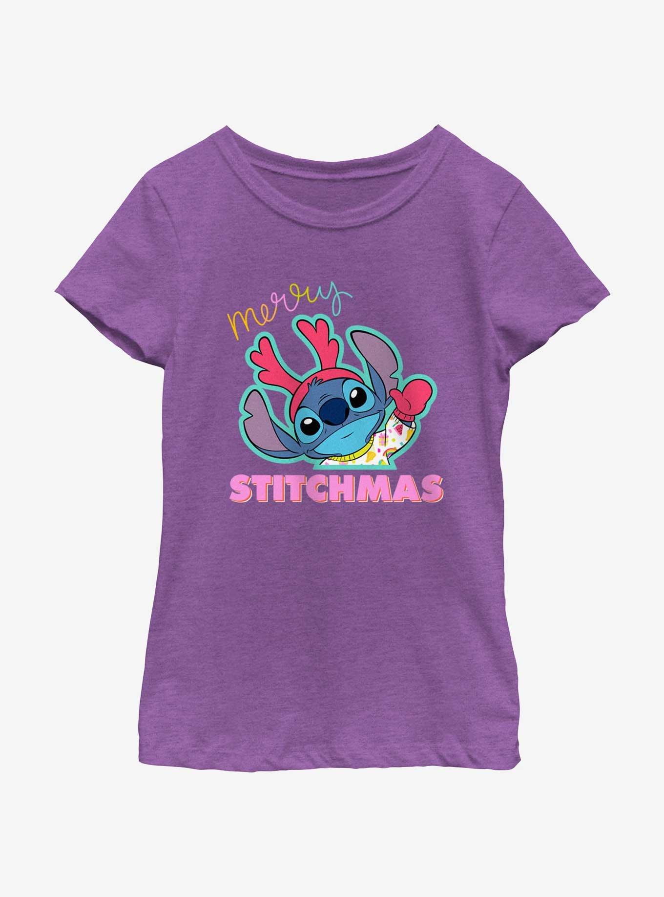 Disney Lilo & Stitch Merry Stitchmas Youth Girls T-Shirt, PURPLE BERRY, hi-res