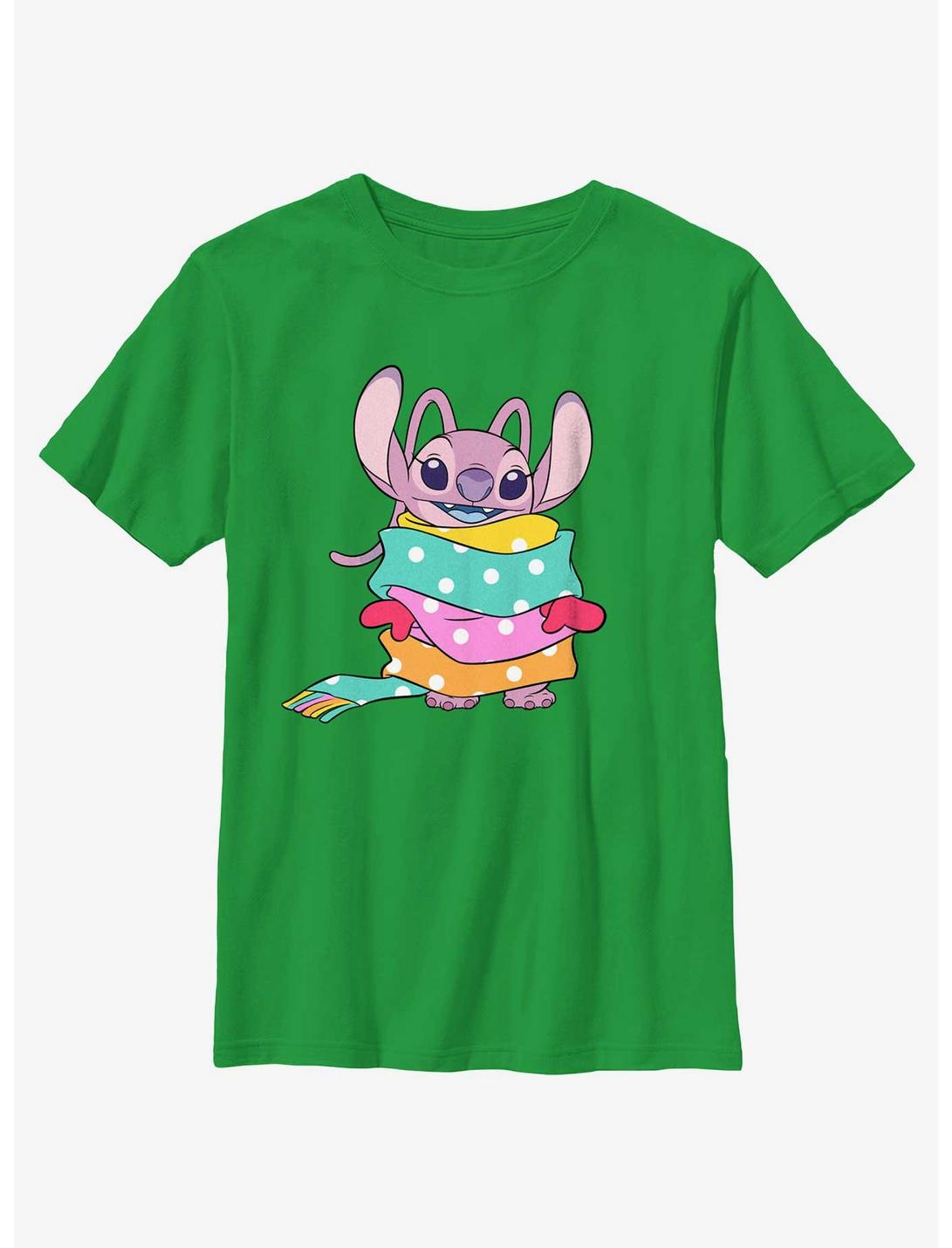 Disney Lilo & Stitch Angel Wrapped In Scarf Youth T-Shirt, KELLY, hi-res
