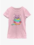 Disney Lilo & Stitch Angel Wrapped In Scarf Youth Girls T-Shirt, PINK, hi-res