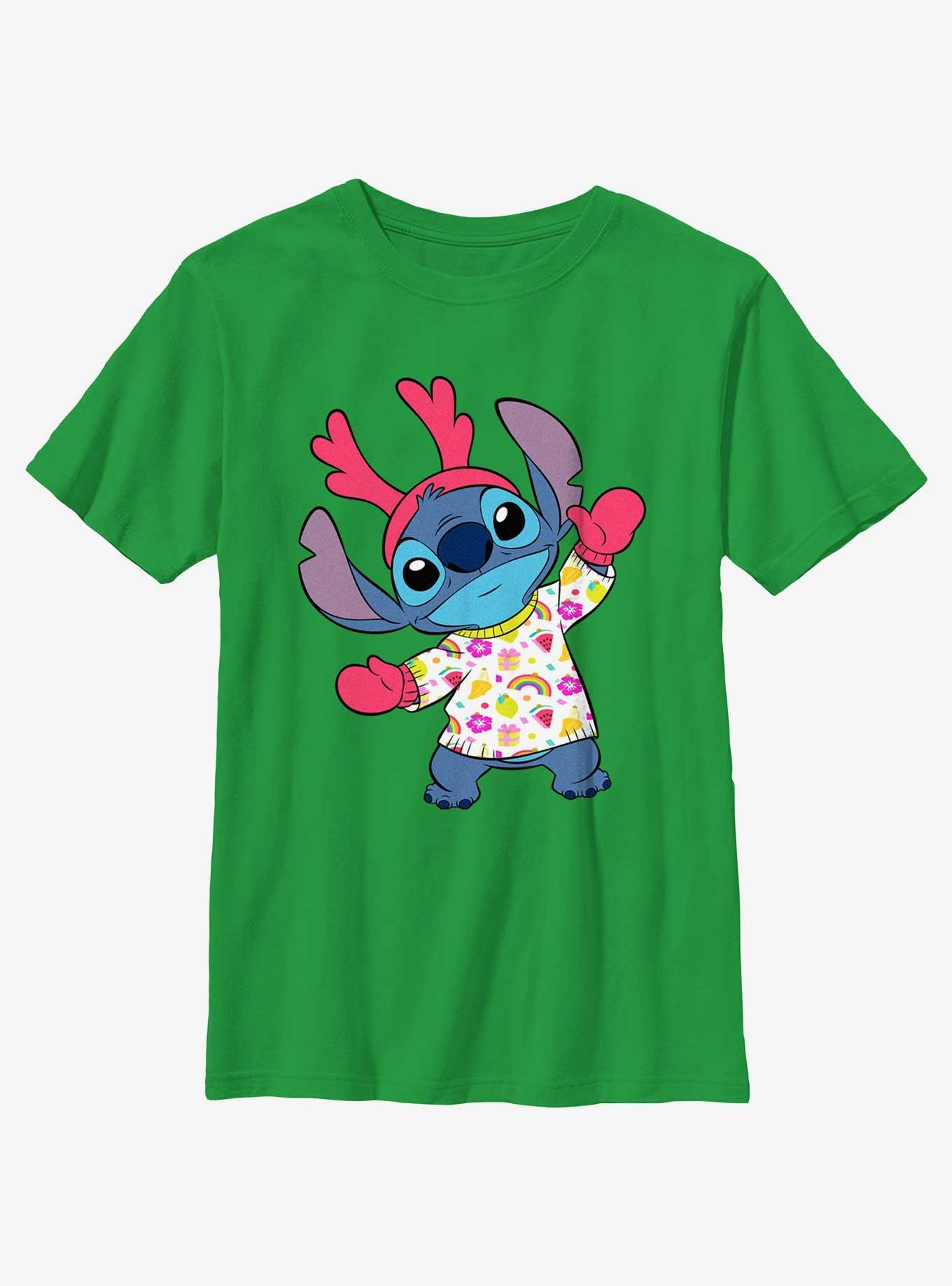 Disney Lilo & Stitch Reindeer Stitch Youth T-Shirt, KELLY, hi-res