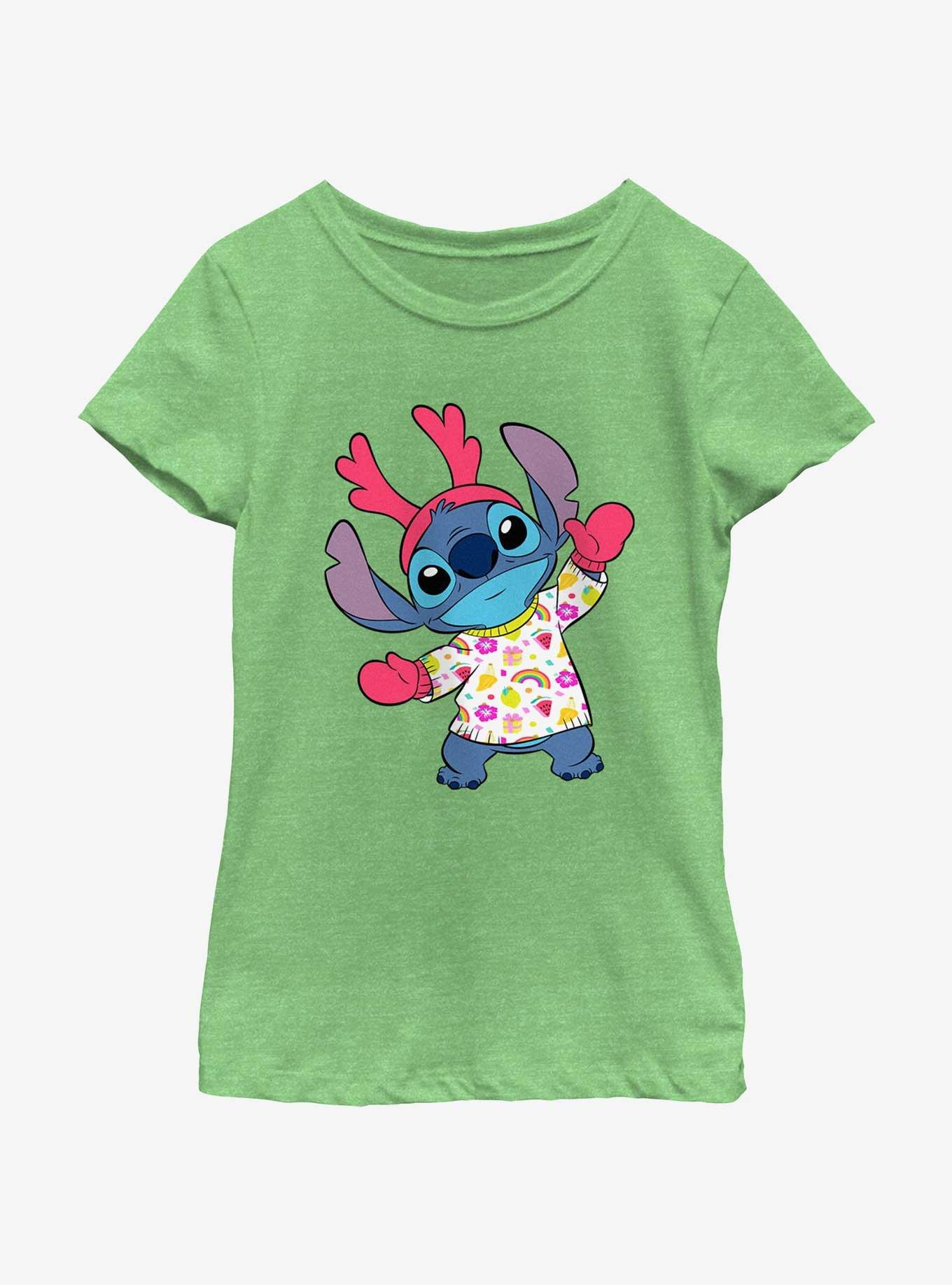 Disney Lilo & Stitch Reindeer Stitch Youth Girls T-Shirt, GRN APPLE, hi-res