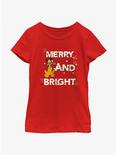 Disney Mickey Mouse Merry And Bright Youth Girls T-Shirt, RED, hi-res