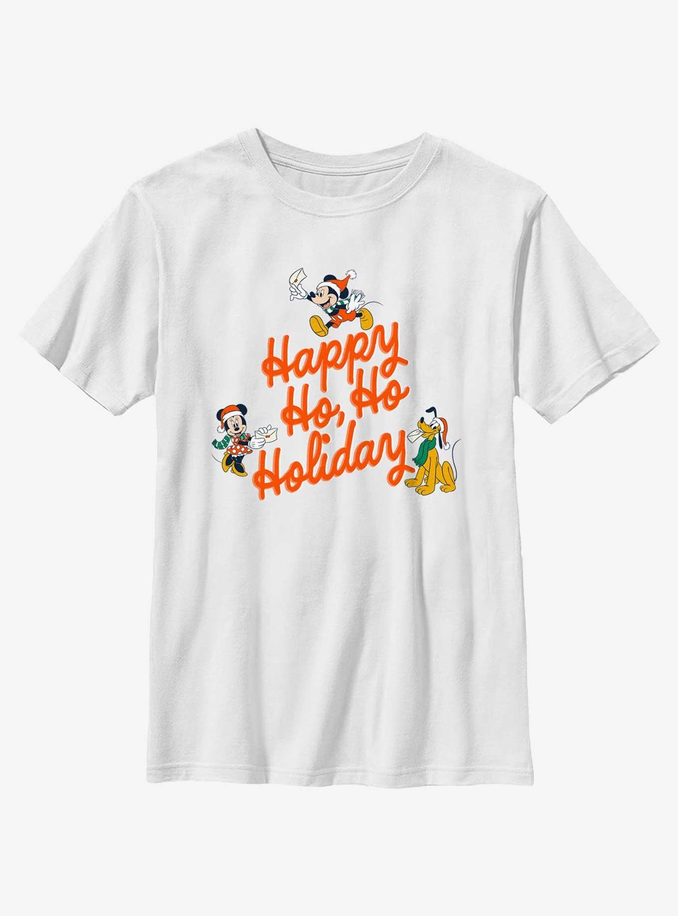 Disney Mickey Mouse Happy Ho Ho Holiday Youth T-Shirt, WHITE, hi-res
