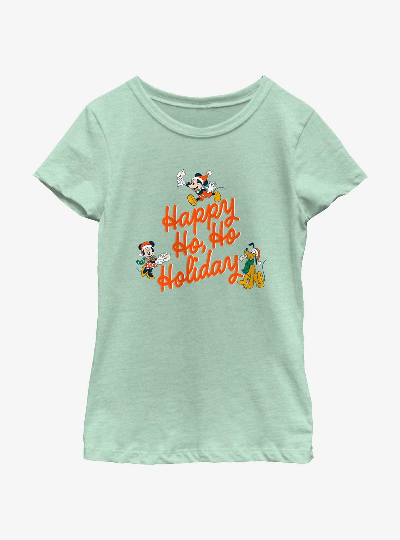 Disney Mickey Mouse Happy Ho Ho Holiday Youth Girls T-Shirt