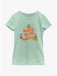 Disney Mickey Mouse Happy Ho Ho Holiday Youth Girls T-Shirt, MINT, hi-res