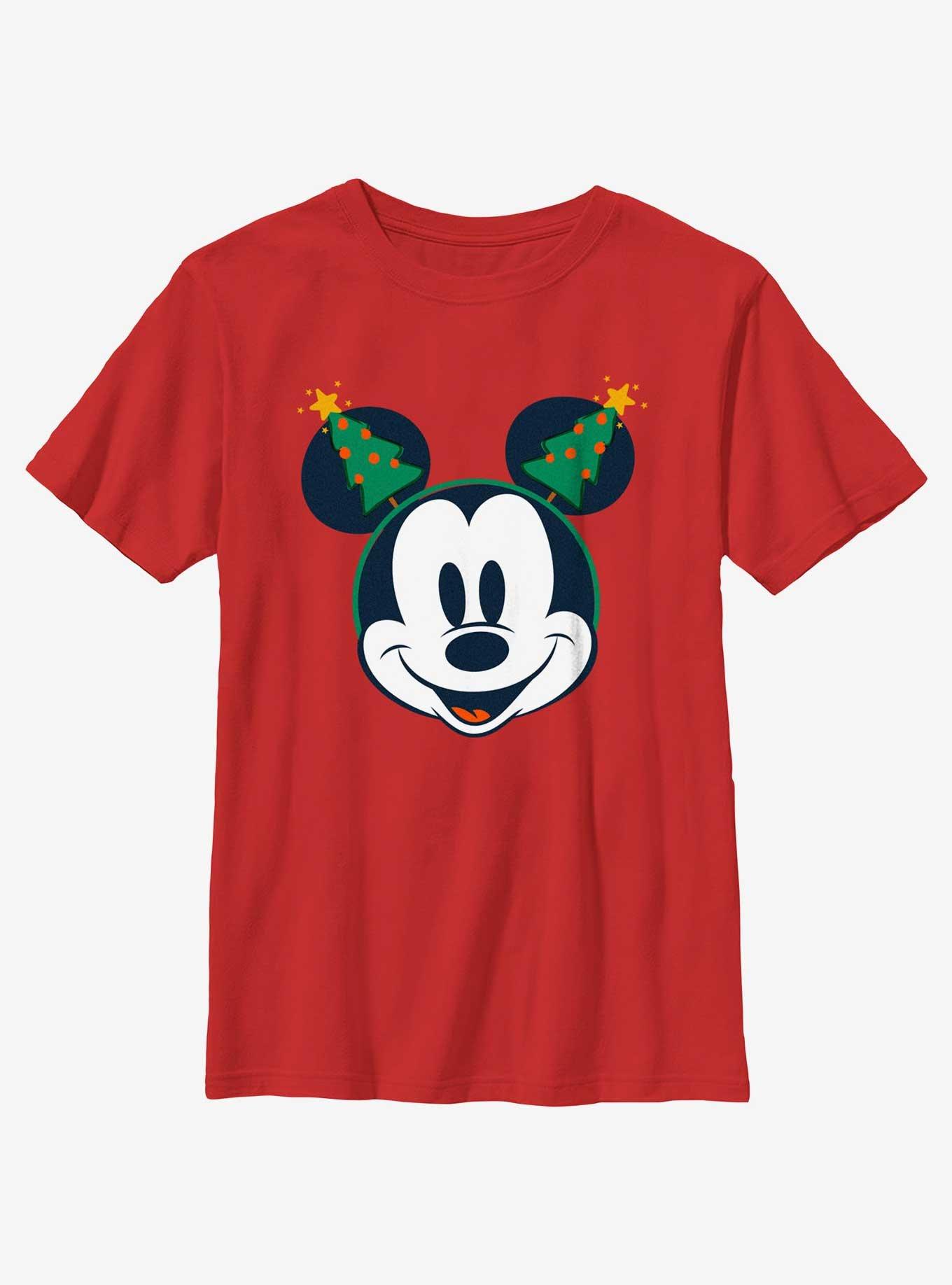 Disney Mickey Mouse Classic Christmas Tree Ears Youth T-Shirt, , hi-res